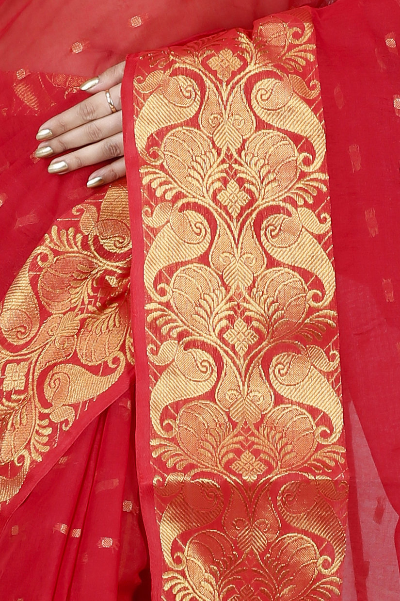 Red Pure Cotton Saloni Tant Saree (1030)